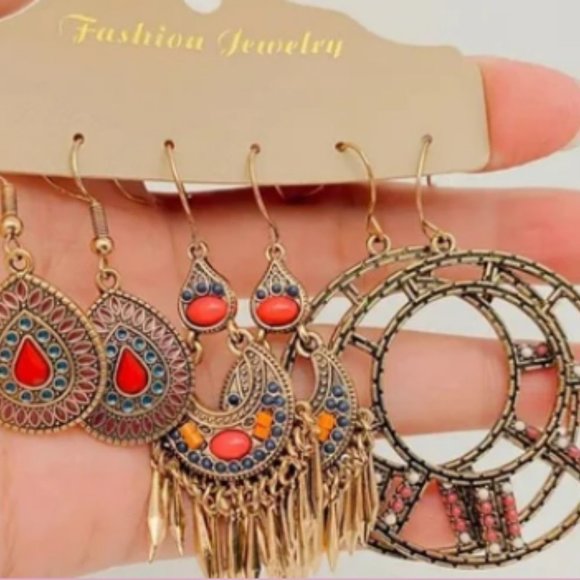 3 Pairs Of Boho Earrings NWOT - Picture 2 of 4